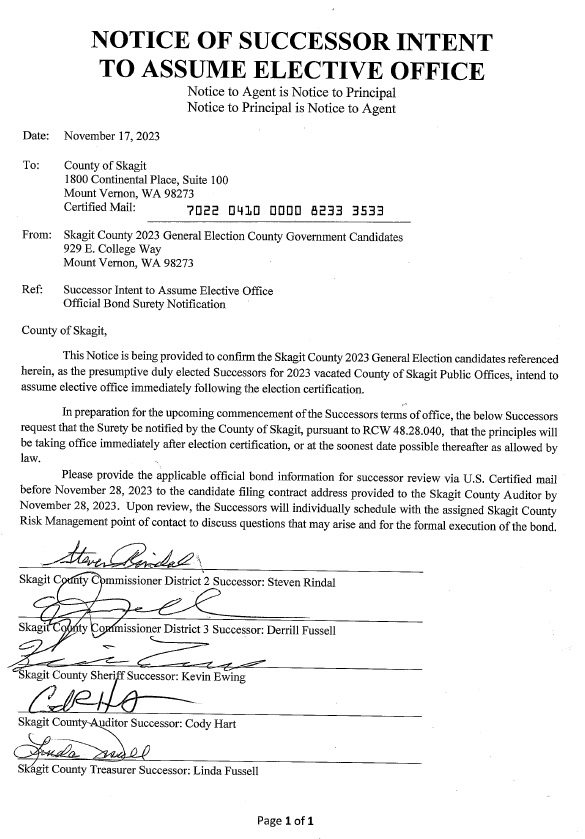 Notice to Assume Office — official document