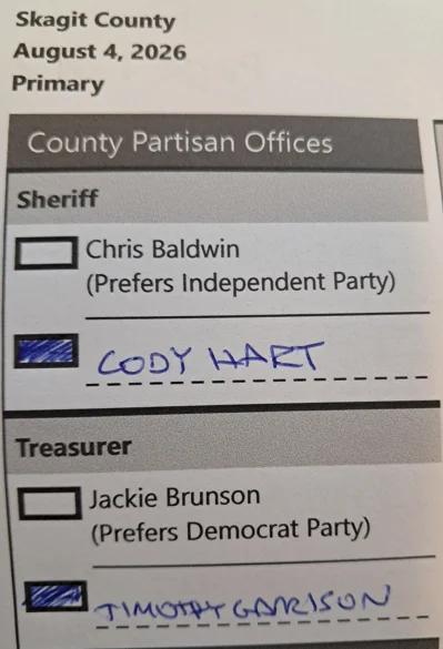 Write-in ballot instructions — August 4, 2026 Primary