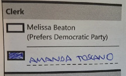 Write-in ballot example — August 4, 2026 Primary